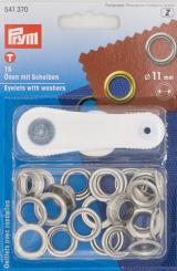 Prym Ösen und Scheiben, silber Durchmesser 11mm 