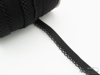 Schrägband mit Häkelkante schwarz 