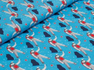 Baumwollstoff Astronaut mit Fahne 