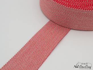 Gurtband, 38 mm, rot/weiß 