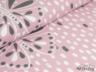 Jersey Pinselstrich mit Schmetterling - Rapport  60 cm 