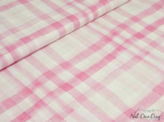 Voile große Karos pink/weiß 