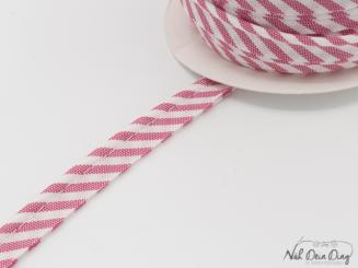 Paspelband 10 mm, rot/weiß gestreift 