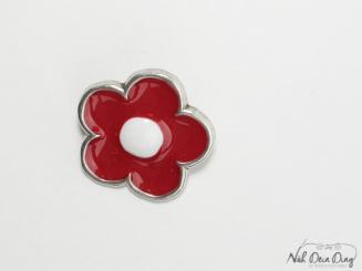 Knopf, Metall mit Steg, Blume, rot, 22 mm 