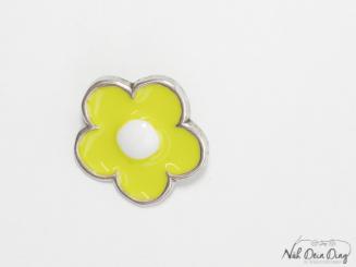 Knopf, Metall mit Steg, Blume, gelb, 22 mm 