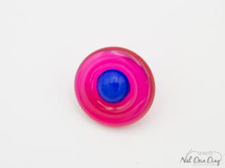 Knopf, rund mit Steg, 2 farbig, pink/blau, 16 mm 