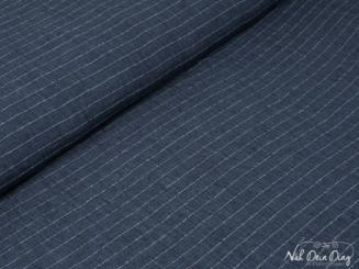 Leinen, jeansblau mit Streifen 
