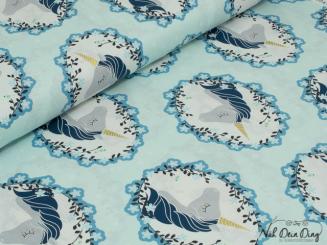 Baumwollstoff, Einhorn mit goldenem Horn 