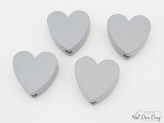 Schnullerketten Perle, Herz grau 