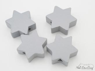 Schnullerketten Perle, Stern grau 