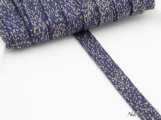 Hoodiekordel, flach, marine mit gold 13 mm 