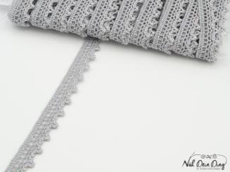 Klöppelspitze grau mit Glitzer 