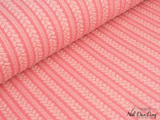 Jaquard-Jersey mit Zopfmuster, koralle 