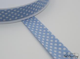 Baumwoll-Schrägband gefalzt 40/20 hellblau mit weißen Punkten 