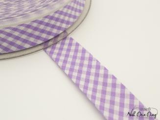 Baumwoll-Schrägband gefalzt 40/20 lila weiß kariert 