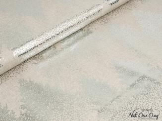 Weihnachts-Deko-Stoff, Foliendruck, silber 