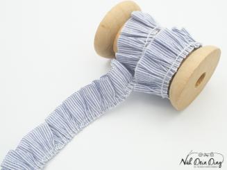 Rüsche, 20 mm, blau/weiß gestreift 