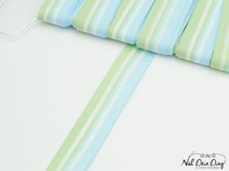 Ripsband grün/silber/hell- blau, 25 mm 