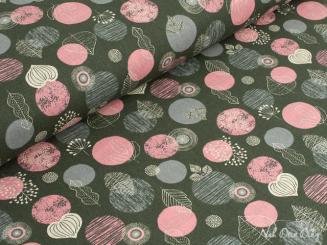 Baumwoll/Leinen-Mischung doubleface Kreise/Wellen 