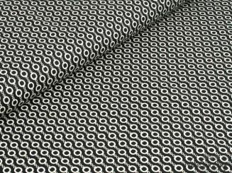 Jeans, elastisch, schwarz mit weißen Kreisen 