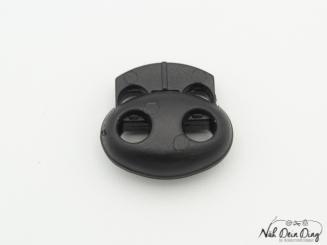 Kordelstopper 2 Loch 18 mm oval, schwarz 
