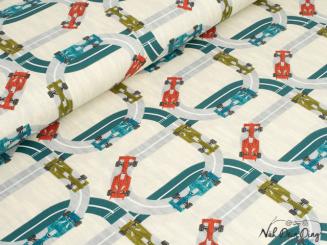 Baumwollstoff Rennautos 