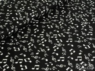 Baumwollstoff Noten, schwarz 