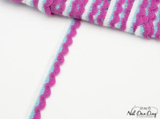 Wäschegummi, mehrfarbig, pink, mit Wellenrand 