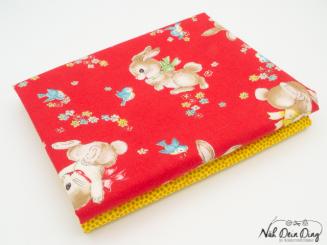 Stoffset Baumwolle, Häschen 