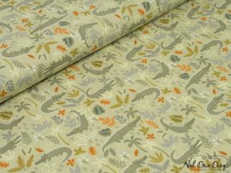 Baumwollstoff Krokodil, grün 