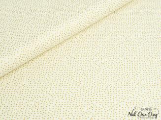 Baumwollstoff creme mit kleinen, goldenen Pünktchen 