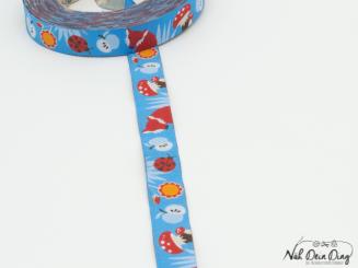 Webband Fuchs Pilz Käfer blau 