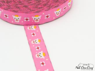 Webband Hunde mit Krone pink 