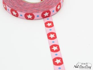 Webband Kreise und Sterne rosa 