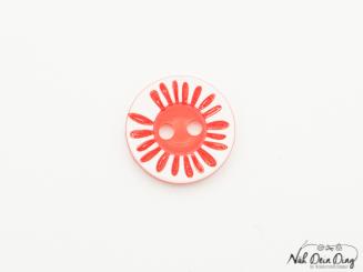 Knopf, 15 mm, 2Loch, Blütenoptik, rot/weiß 