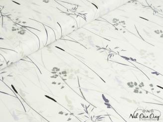 Baumwollstoff Gräser, weiß 