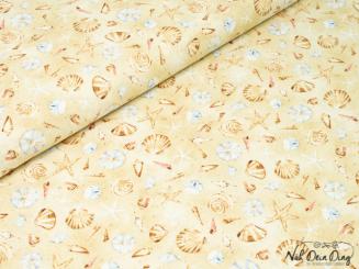 Baumwollstoff beach life, Muscheln 