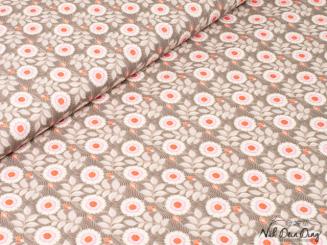 Baumwollstoff Blumen, taupe 