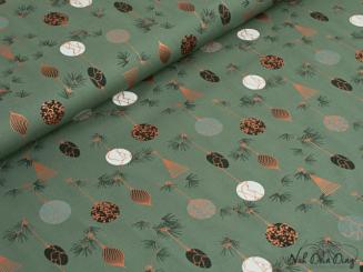 Baumwollstoff Kugeln grün/kupfer 