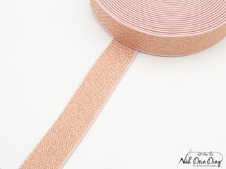 Gummiband, 25 mm, rosa mit Kupfer 