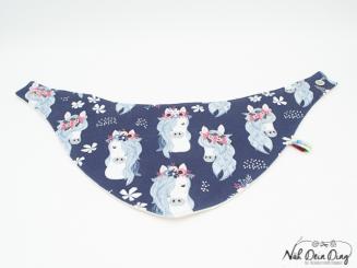Sabberdichtes Halstuch Pferdeköpfe blau, gestreift 