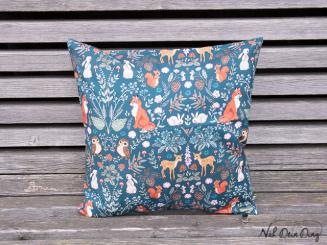 Kissenbezug 40x40 cm Waldtiere petrol 