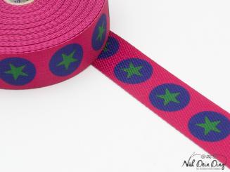 Gurtband, 30 mm, magenta grüne Sterne 