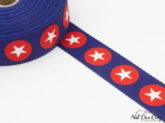 Gurtband, 30 mm, blau rot weiße Sterne 