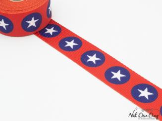 Gurtband, 30 mm, rot blau weiße Sterne 