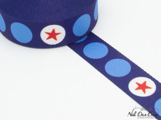 Gurtband, 30 mm, blau rote Sterne 
