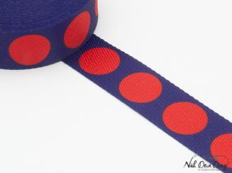 Gurtband, 30 mm, blau rote Kreise 