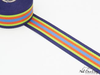 Gurtband, 30 mm, blau/grün/orange gestreift 