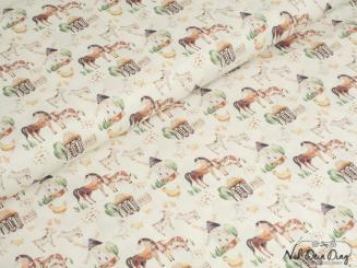 Baumwollstoff Bauernhoftiere, beige 