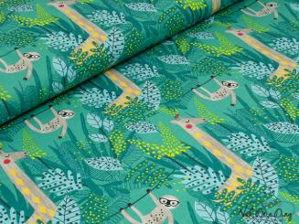 Baumwollstoff Giraffe und Faultier 